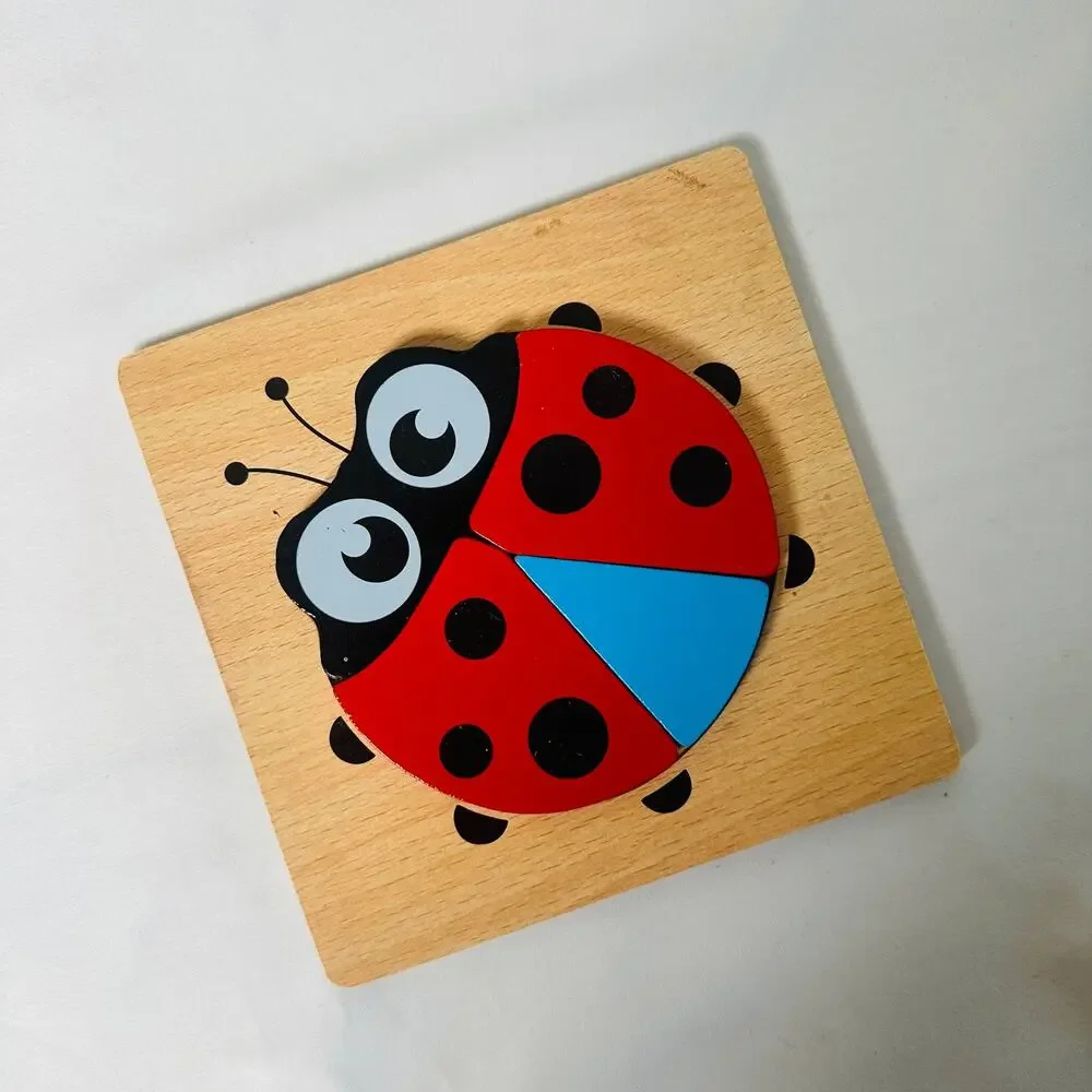 Vintage Small Ladybug Chunky Wooden Puzzle